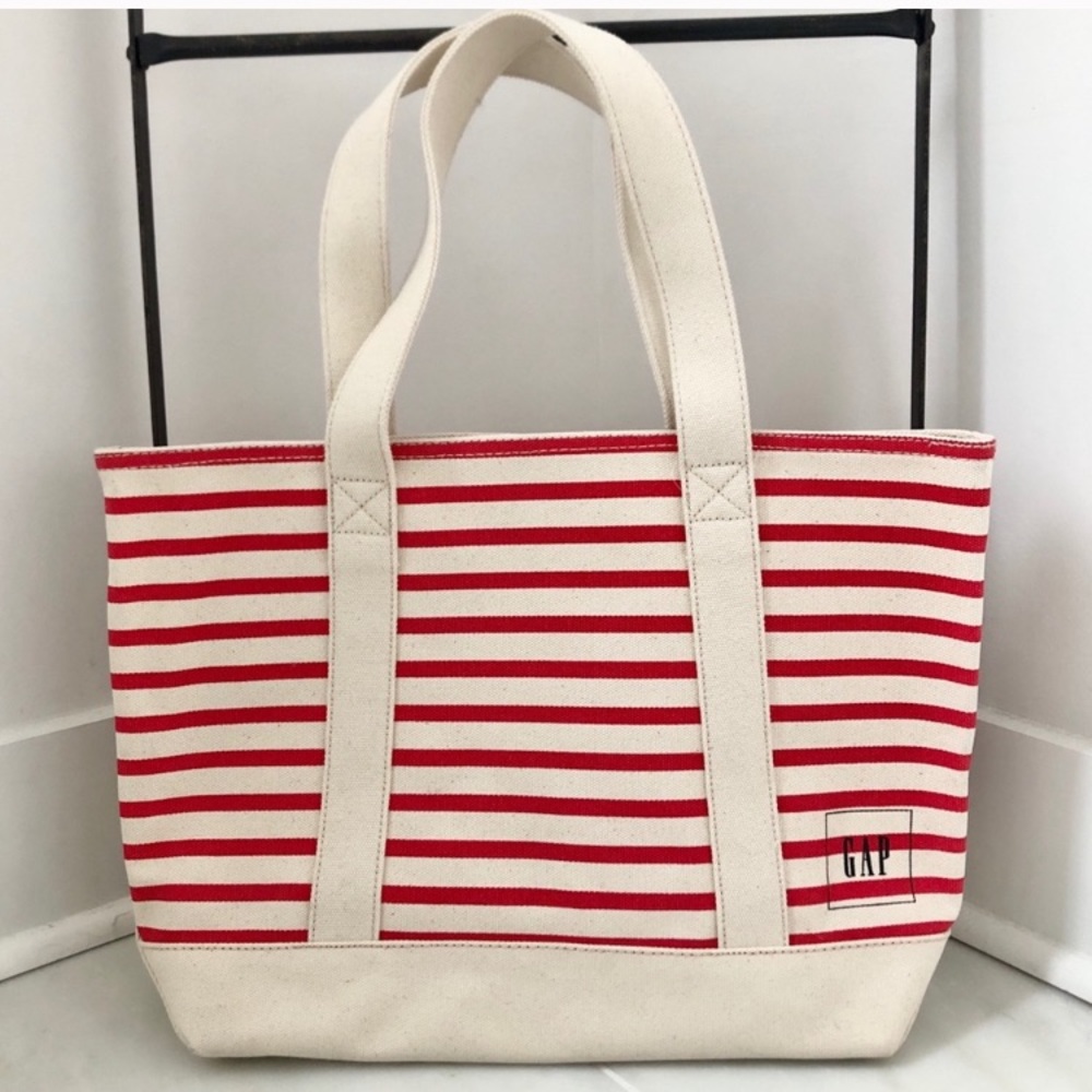 NWT GAP red/cream striped beach nautical bag tote